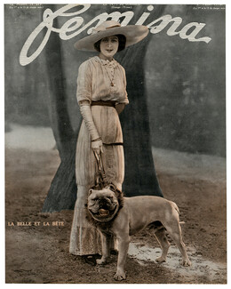 Femina (Cover) 1912 "La belle et la bête" English Bulldog