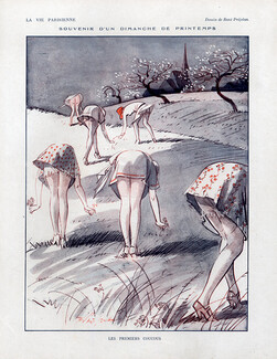 René Préjelan 1927 "Les premiers coucous", picking cowslips