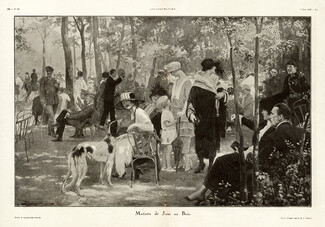 José Simont 1919 Matinée de Juin au Bois, Bois de Boulogne, Elegant Parisiennes, sighthound