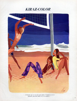 Edmond Kiraz 1970 Les Parisiennes, volleyball, beachwear