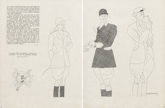 Ray Bret-Koch 1946 Costume féminin Charalbe, Habit Rouge Vauclair, Tenue de promenade Talon