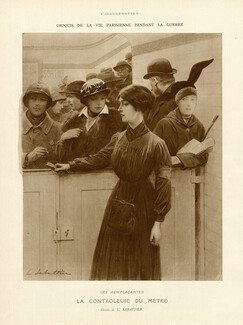 Louis Sabattier 1915 La Contrôleuse du Métro, World War I, Women in the Workforce