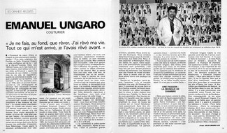 Emanuel Ungaro Couturier, 1979 - Artist's career, Interview, Texte par Jean Grandmougin