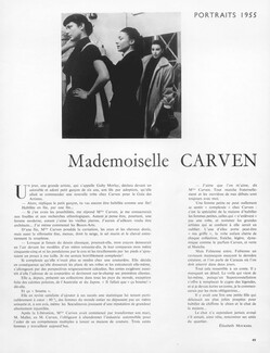 Mademoiselle Carven, 1955 - Portrait, Fabienne as model, Texte par Elisabeth Mockers