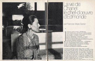 La vie de Chanel : le chef d'oeuvre d'Edmonde, 1974 - "L'Irrégulière" d'Edmonde Charles-Roux, Text by François-Marie Banier, 8 pages
