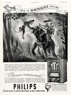 Philips 1935 Fircsa, India, elephant, tiger, Bombay