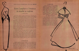 Entre l'ampleur et l'étroitesse, la rivalité se confirme, 1948 - Christian Dior & Lucien Lelong Jean-Baptiste Caumont, Fashion Illustration, Texte par Edith Trézel