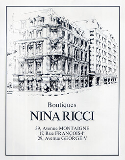 Nina Ricci 1979 Building, shop window, 39 Avenue Montaigne, Paris