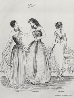 Denyse de Bravura 1947 Grès, Jean Dessès & Lelong, Fashion Illustration, Evening Gown