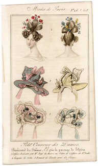 Petit Courrier des Dames 1827 N°518 Modes de Paris Julie Ribault, Hats