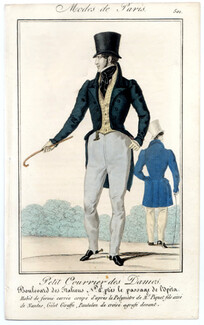 Petit Courrier des Dames 1827 N°501 Modes de Paris, Men's Clothing