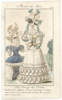 Petit Courrier des Dames 1827 N°477 Modes de Paris Julie Ribault