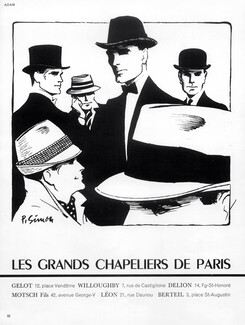 Pierre Simon 1963 Gélot, Willoughby, Motsch, Berteil, Léon, Delion (Men's Hats)