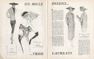 Yves Mathieu Saint-Laurent, Colette Bracchi, Karl Lagerfeld, "Six thousand drawings... Three Winners" 1955 Early career, 40 pages