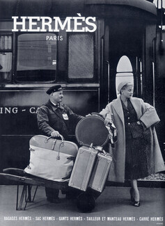Hermès 1952 Luggage, Carré, Gloves, Handbag, Suit, Coat, Pullman Wagons Lits