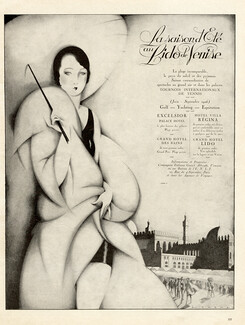 Hotel Lido Venise 1926 Lorenzi Elegant Parisienne Umbrella