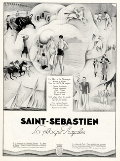 Saint-Sebastien 1929 Royal Beach, Polo, Corrida, San Sebastian, Fabius Lorenzi