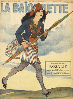 Fabiano 1916 Rosalie, Woman Soldier, Pencil as weapon, La Baïonnette cover