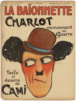 La Baïonnette 1917 N°90 Charlot Correspondant de Guerre, Cami