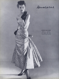 Christian Dior (Couture) 1953 Photo Jacques Decaux, Ducharne (fabric)