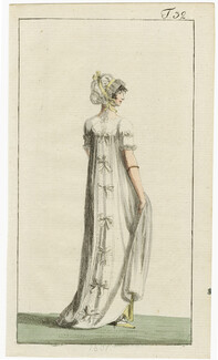 Journal des Luxus und der Moden 1801 n°32, Dress Chemise Nightgown Empire, Hand-colored engraving