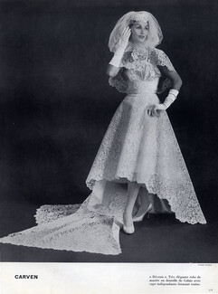 Carven (Couture) 1959 Wedding Dress, Embroidery Lace