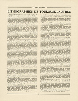Les Lithographies de Toulouse-Lautrec, 1927 - Poster art, Text by Robert Rey, 4 pages