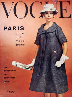 Christian Dior - Yves Saint Laurent (première collection) été 1958, "robe-blouse", photo William Klein