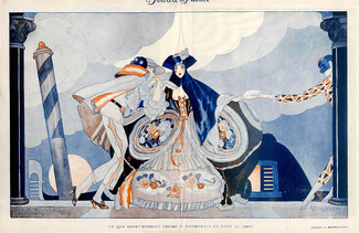 Umberto Brunelleschi 1919 Venice, Carnival Costume, Harlequin, Gondola