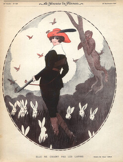 César Giris 1919 Huntress, Faun, Rabbits