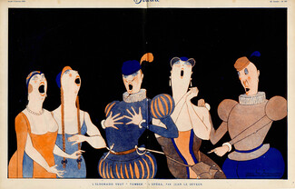 Jean Le Seyeux 1920 L'Eldorado veut "Tomber" l'Opéra, Singers, Caricature