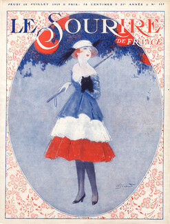 André Pécoud 1919 Fashion illustration, the flag dress for the Victory Parade July 14, 1919