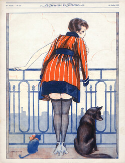 Louis Peltier 1919 "Pour la vue", Dog, Cat