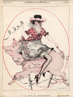 Maurice Pépin 1919 "A la fête de Montmartre" Merry-go-round, Pig