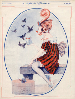 Maurice Pépin 1919 Elegant Parisienne, Birds, Cherries