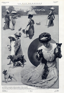 Melle Maurice Bernhardt 1910 French Bulldog, colley, Pekingese, sky, dobermannpunker