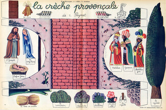 Raymond Peynet 1951 Crèche Provençale, Christmas, 4 pages illustrées, 4 pages