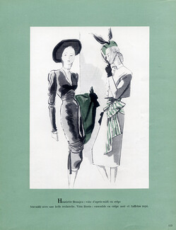 Henriette Beaujeu & Véra Boréa 1946 Robe et ensemble en crêpe noir, André Delfau