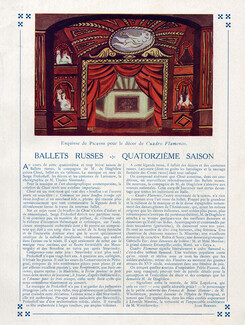 Ballets Russes - Quatorzième Saison, 1921 - Pablo Picasso, "Cuadro Flamenco", Larionow, "Chout", Texte par Jean Bernier, 8 pages