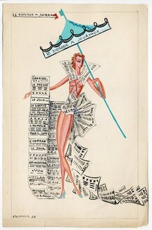 Marcel Escoffier 1934 "Le Kiosque à Journaux" (The Newspaper Kiosk), Original Costume Design