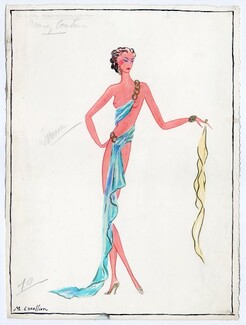 Marcel Escoffier 1956 "Maison de couture" (La crise économique), "Le Couturier de ces Dames", Original Costume Design