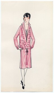 Original Fashion Drawing 1925 Flapper fashion style ''The Garçonne'' Art Deco