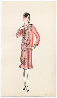 Original Fashion Drawing 1925 Flapper fashion style ''The Garçonne'' Art Deco