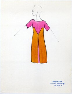 Serge Matta 1960 Fashion House Paris, Original Fashion Drawing N°33