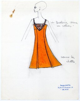 Serge Matta 1960 Original Fashion Drawing N°21