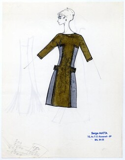 Serge Matta 1960 Original Fashion Drawing N°24