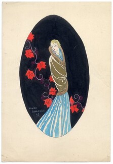 Denise Charleville 1932 Original Fashion Drawing, "Salon de la Mode par les Artistes"