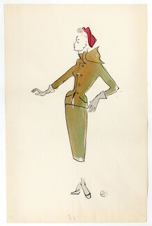 Serge Matta 1950s Original Fashion Drawing