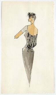 Serge Matta 1950s Original Fashion Drawing