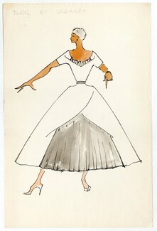 Serge Matta 1950s Original Fashion Drawing